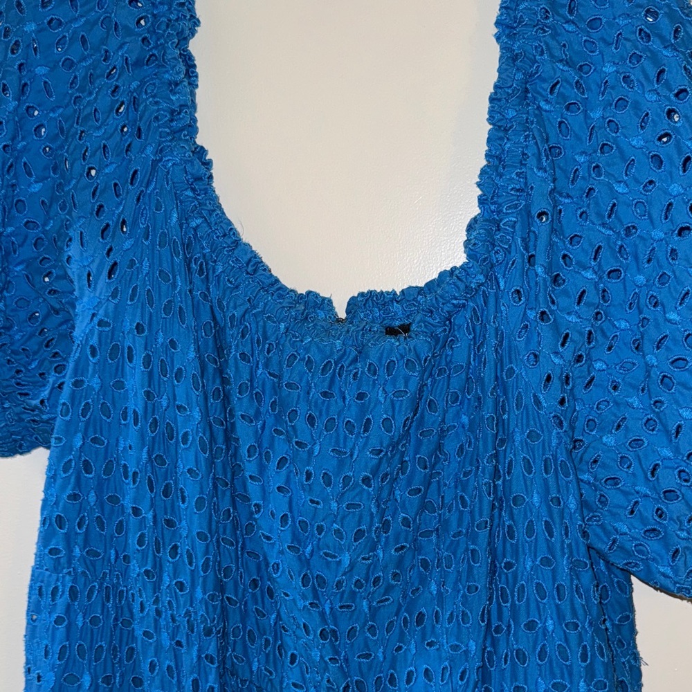 Lane Bryant Blue Midi Eyelet Dress; Spring, Summertime dress. Plus size. - Picture 5 of 9